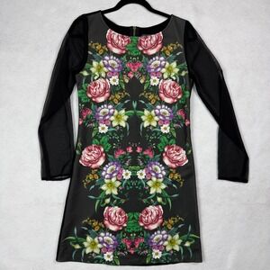 Anthropologie Sunday in Brooklyn Floral‎ Sheer Sleeve Mini Dress Women's Size S